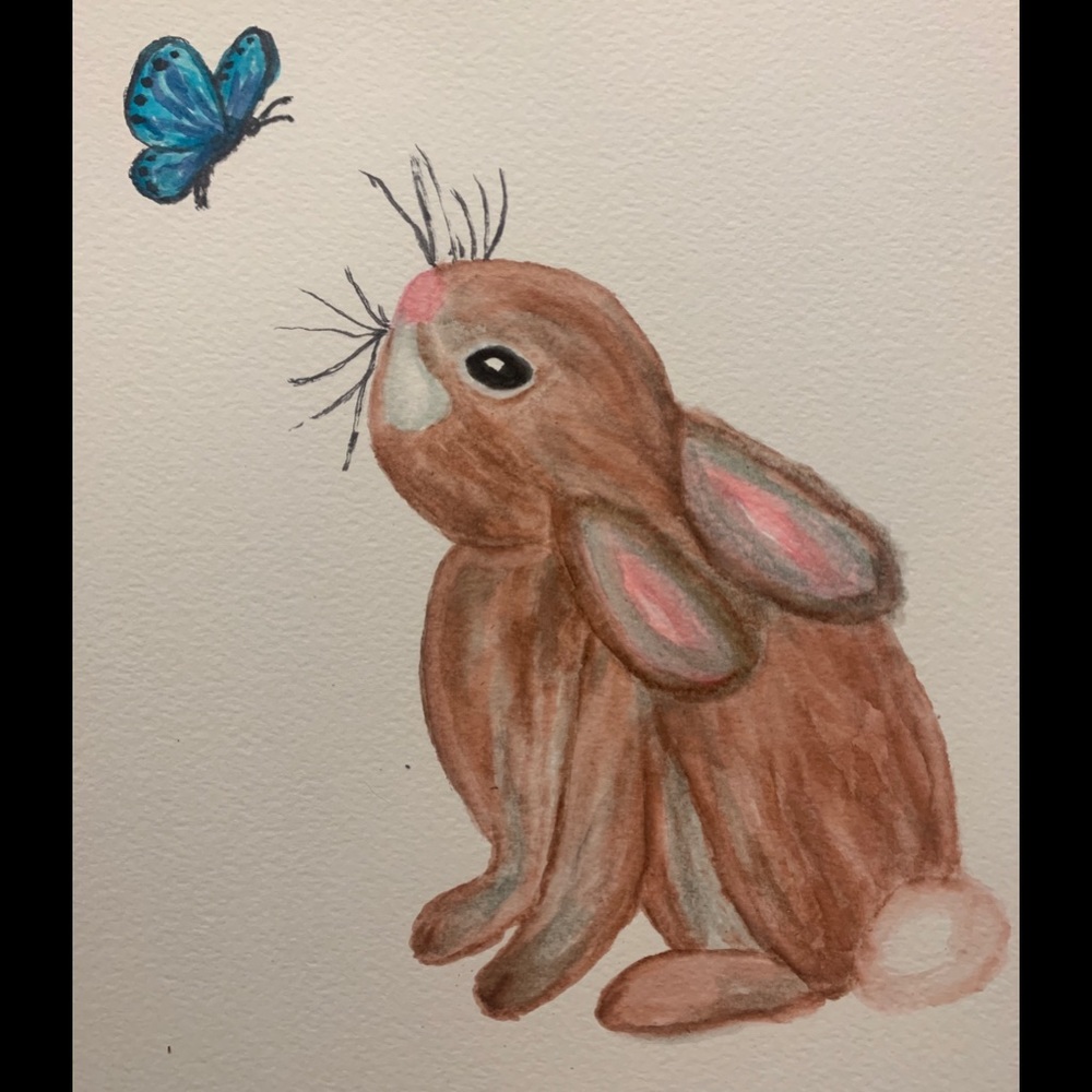 Watercolor bunny artwork